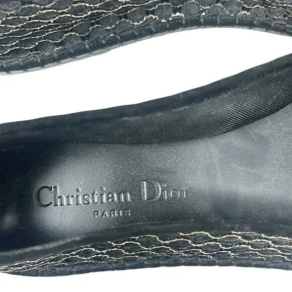 Dior Nicely-D Resille Ankle Wrap Ballet Flats Shoes Black Size 38.5 - Picture 9 of 9